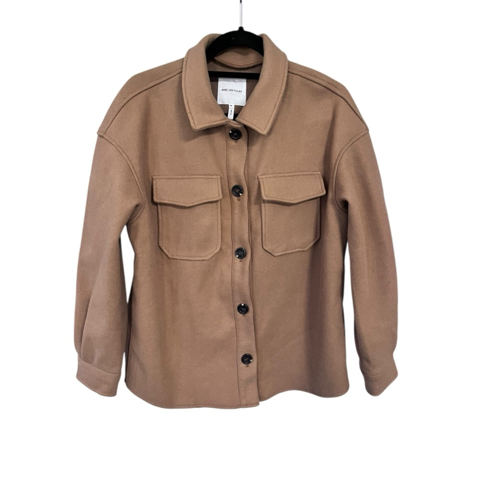Avec Les Filles Anthropologie Felted Shirt Jacket Shacket Size Medium Button Up